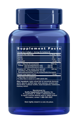 Super Omega-3 EPA/DHA Fish Oil, Sesame Lignans & Olive Extract -120 cápsulas - minhavitamina.com
