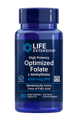 High Potency Optimized Folate 5000 mcg -  L-Methylfolate, 30 comprimidos vegetarianos - minhavitamina.com